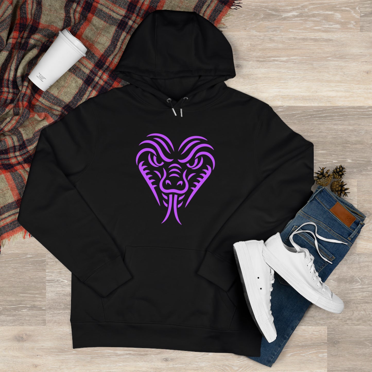 Black Mamba Hoodie – Schwarzer Pullover mit lila Snake Design & Backprint