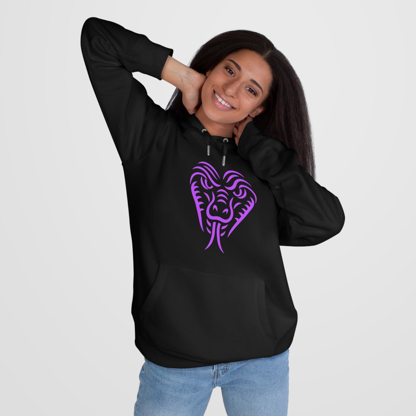 Black Mamba Hoodie – Schwarzer Pullover mit lila Snake Design & Backprint